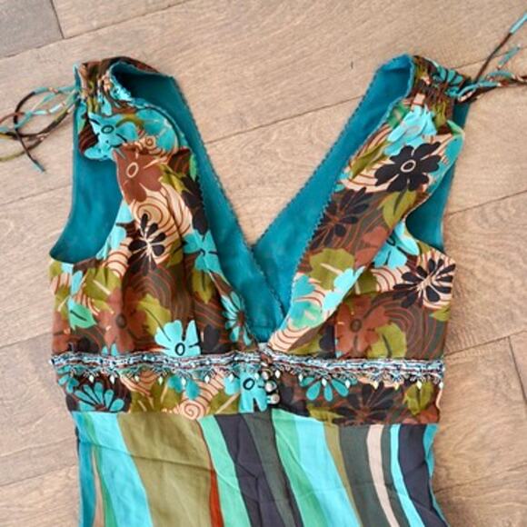 Karen Millen V Neck Sleeveless Floral Dress Multicolor Womens Size 8 - Picture 4 of 10